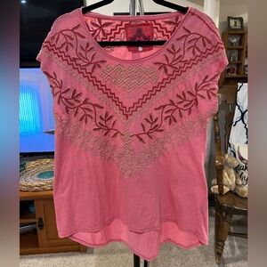 Johnny Was Embroidered Pink Top